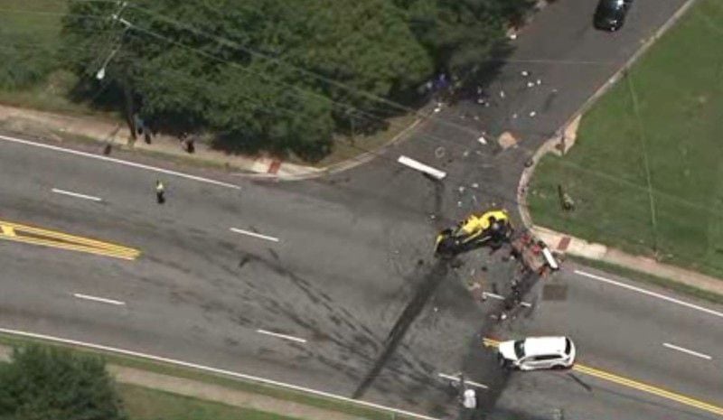 A deadly crash shut down the intersection of Flat Shoals Road and Guilford Lane.