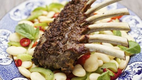 Saturday’s Cumin and Mustard Rack of Lamb is served ton top of a White Bean Salad. Contributed by American Lamb Board
