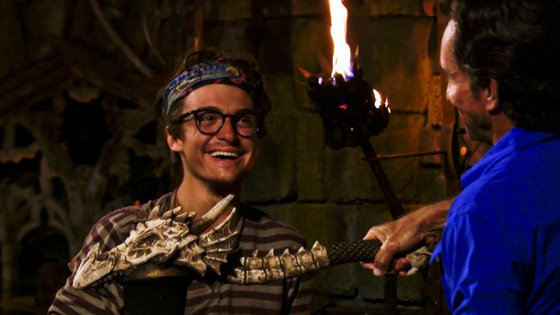“Absolute Banger Season” – The remaining five castaways must climb their way to victory in the immunity challenge to earn a feast at the sanctuary and a spot in the final four. Also, one castaway will be crowned Sole Survivor on the two-hour season finale, followed by the After Show hosted by Jeff Probst, on the CBS Original series SURVIVOR, Wednesday, May 24, (8:00-11:00 PM, ET/PT) on the CBS Television Network, and available to stream live and on demand on Paramount+.  Pictured (L-R): Carson Garrett at Tribal Council.   Photo: CBS ©2023 CBS Broadcasting, Inc. All Rights Reserved. Highest quality screengrab available.
