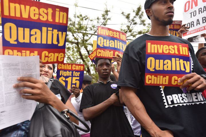 Hundreds protest low wages