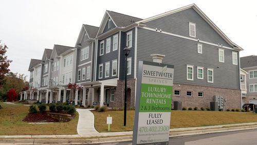 Housing costs -- rents and mortgages -- are key reasons that inflation has been rising. Here, Sweetwater Springs, a build-to-rent community by Parkland Communities near Lawrenceville. (Tyler Wilkins / tyler.wilkins@ajc.com)