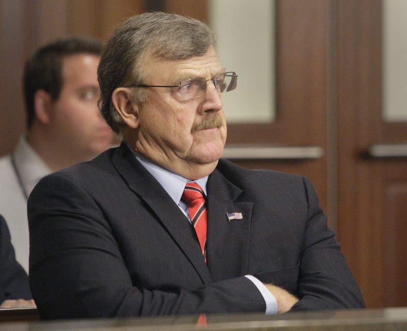 Cobb County Sheriff Neil Warren listens to proceedings in the Jessica Colotl case. Oct. 7, 2011 Bob Andres bandres@ajc.com