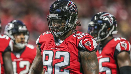 August 26, 2017 Atlanta: PLAYER PROFILE - Atlanta Falcons nose tackle Dontari Poe (92) during play on Saturday, Aug. 26, 2017 at the opening of the brand new Mercedes Benz Stadium and pre-season NFL game between the Atlanta Falcons and the Arizona Cardinals. JOHN SPINK/JSPINK@AJC.COM