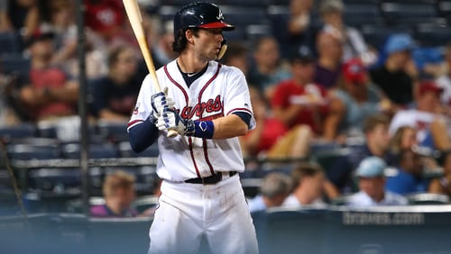 Braves shortstop Dansby Swanson  waits on deck against the Washington Nationals at Turner Field Aug. 18, 2016 in Atlanta.