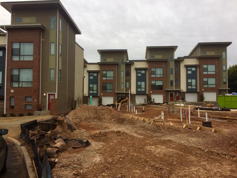 This townhome and condo development on Weatherby Street in Reynoldstown soon will be filled with new neighbors. (Photo by Bill Torpy)