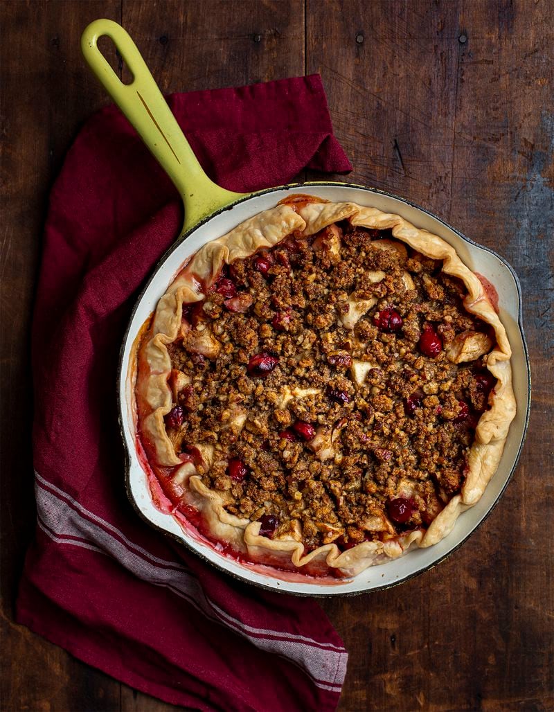 Leftover biscuits from breakfast can help make dessert in Cranberry and Apple Crisp with Biscuit Crumble. It's adapted from a recipe in “Hot Little Suppers” by Carrie Morey. (Courtesy of Angie Mosier)