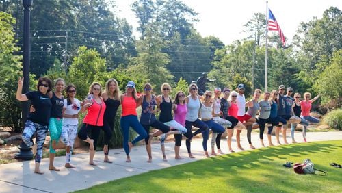 Lift Yoga will lead a Fourth of July Flow at Brooke Street Park in Alpharetta (shown here in 2019). (Courtesy Lift Yoga + Body)