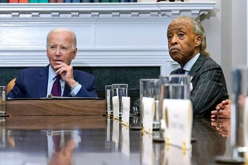 President Joe Biden (left) will deliver remarks today at a racial justice conference organized by the Rev. Al Sharpton (right).