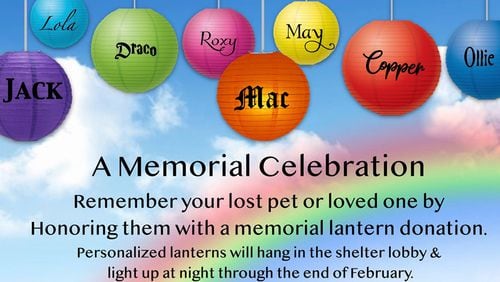 People can honor the memory of their departed pets by ordering memorial lanterns, to be displayed the lobby of the animal shelter in Canton.