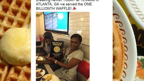 Waffle House's tweet Tuesday announcing it had served its 1 billionth waffle that morning to a customer in Atlanta.