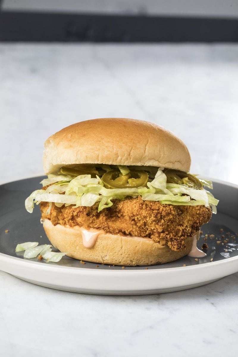 Spicy Fried-Chicken Sandwich from “America’s Test Kitchen Air Fryer Perfection.” CONTRIBUTED BY AMERICA’S TEST KITCHEN