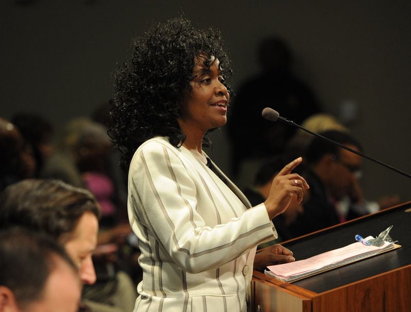 Viola Davis addresses members of the DeKalb County School District Board on February 11, 2013. JOHNNY CRAWFORD / AJC FILE