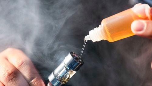 Liquids for e-cigarettes are usually flavored, and may contain nicotine or caffeine.