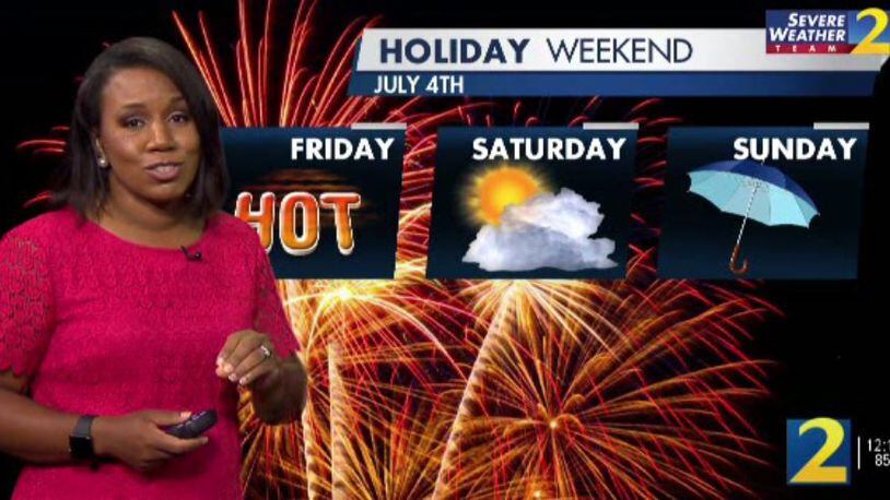 Channel 2 Action News meteorologist Eboni Deon said there will be plenty of dry times over the Fourth of July weekend, despite a slight chance of showers each day.
