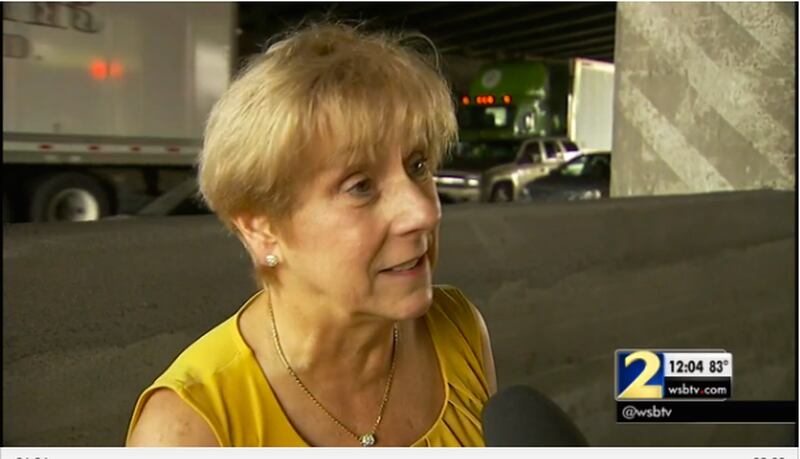Cobb County resident Karen Carlisle discusses this morning's traffic calamity on I-75. Photo: Channel 2 Action News