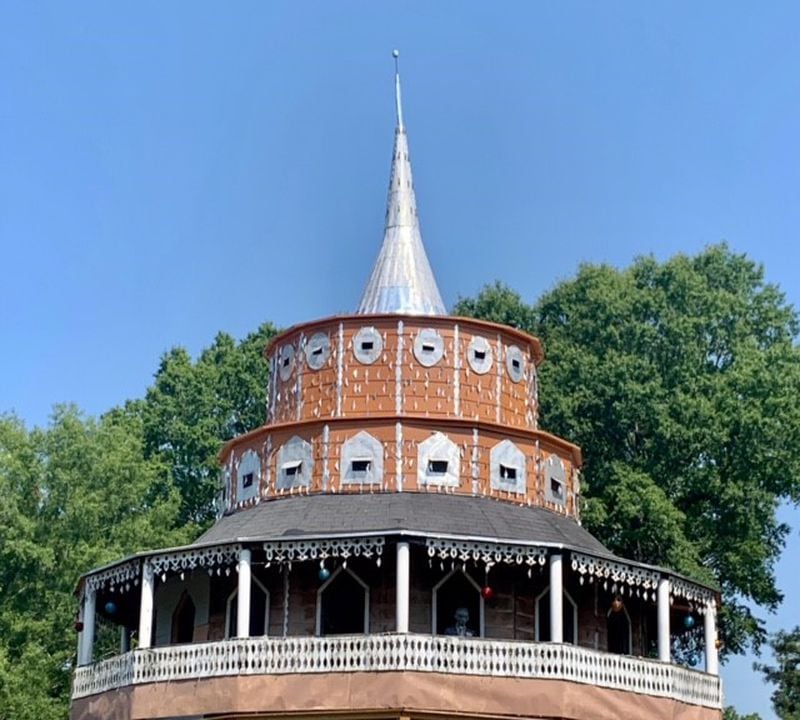 The top of the newly renovated World's Folk Art Church built by the late folk artist Howard Finster on the grounds of Paradise Garden. (Photo courtesy of the Paradise Garden Foundation.)