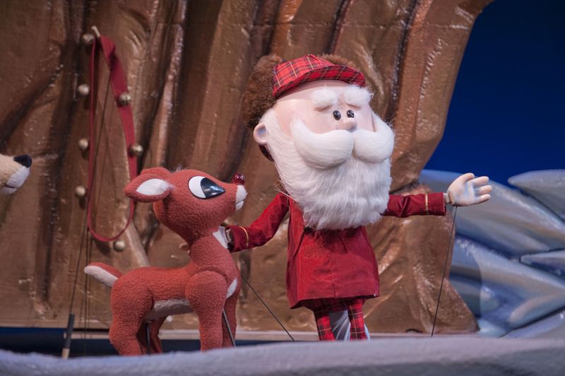 The Center for Puppetry Arts' “Rudolph the Red-Nosed Reindeer,” which runs through Dec. 31, is adapted from the 1964 stop-motion special. Photo: Courtesy of Center for Puppetry Arts / Clay Walker