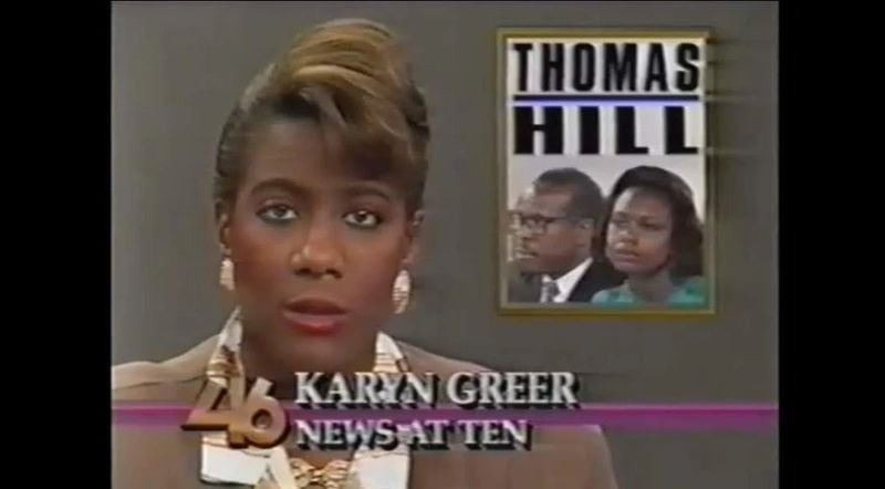An early screen shot of Karyn Greer on WGNX-TV in the early 1990s. WGNX-TV