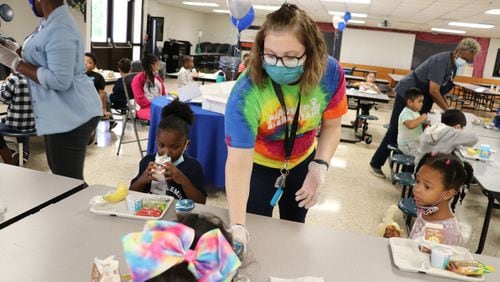 Students, teachers and staff at Peachtree Elementary in Peachtree Corners celebrated 50 years of education with cupcakes, '70s music and bubble parades.