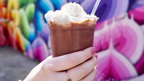 Get a free cup of the frosty sweet chocolate at Xocolatl. Photo credit: Blue Hominy PR.