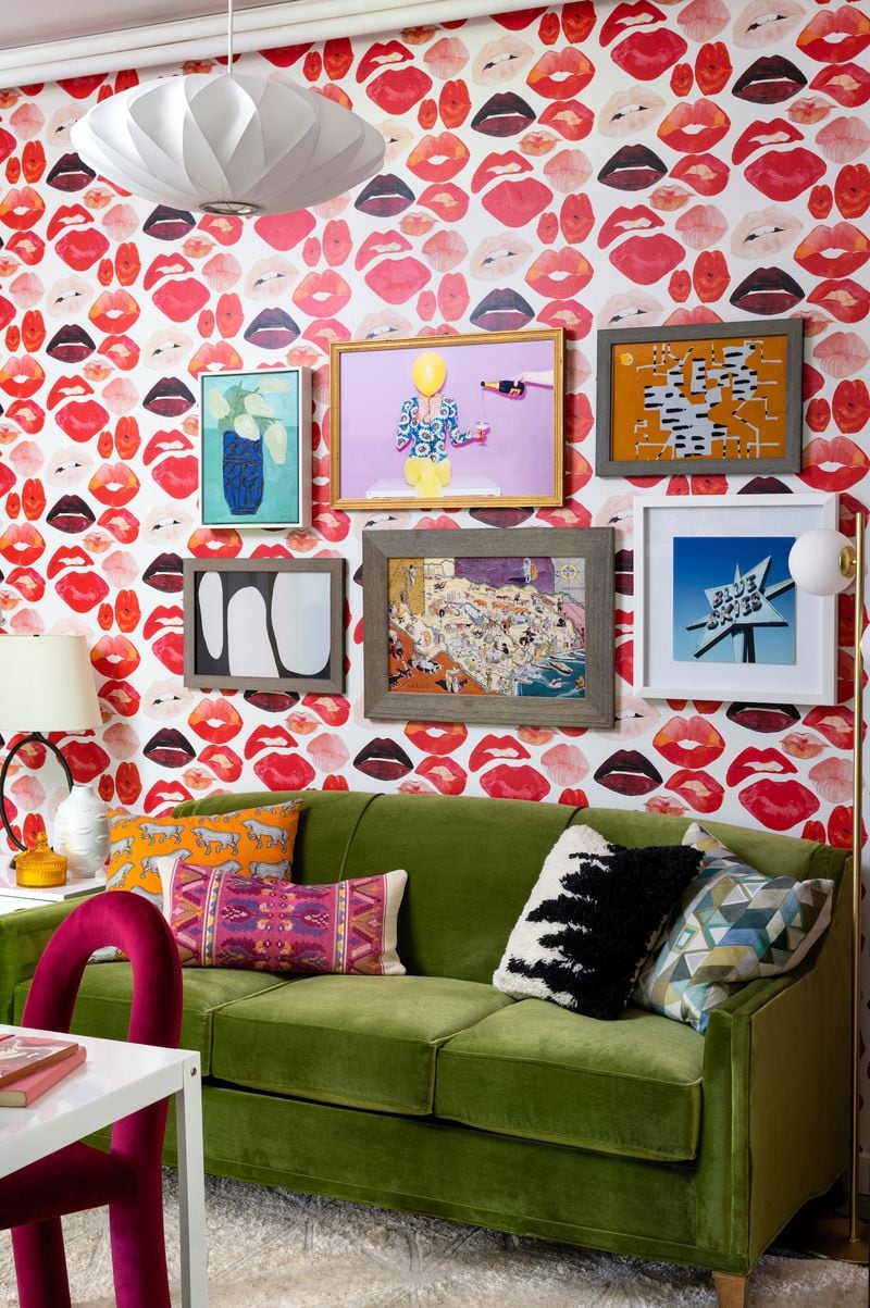 Cheeky lipstick wallpaper was a way to bring personal, feminine style into this client's home, said Gina Sims.
(Courtesy of Cati Teague Photography for Gina Sims Designs)