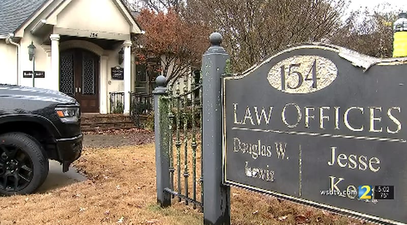 Douglas Lewis' law office was set ablaze Wednesday afternoon, police said.