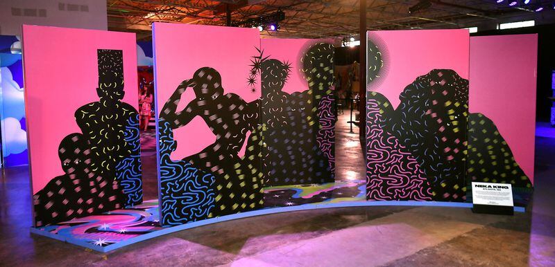 The Art Park Atlanta piece by NNEKKAA is part of “29Rooms: Expand Your Reality,” a traveling, pop-up art extravaganza from the digital media company Refinery29. (Paras Griffin/Getty Images)