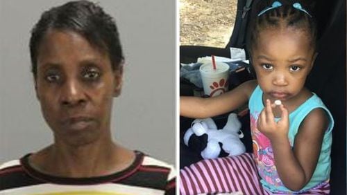 Linda Faye Hart, left, was arrested Thursday after her 3-year-old granddaughter was found wandering around a Clayton County apartment complex