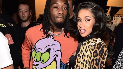 Offset and Cardi B pose backstage at the Jeremy Scott show during New York Fashion Week: The Shows at Gallery I at Spring Studios on Sept. 6, 2018, in New York City.