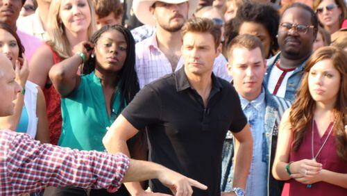 Ryan Seacrest taking direction during the Atlanta early audition round. He did all his takes a single time. Why? He's Ryan Seacrest!