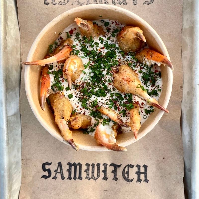The menu at Atlanta pop-up Samwitch has included deep-fried crab claws as a side dish. / Courtesy of Samwitch