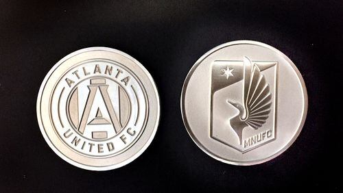 The coin that will be used on Sunday features Atlanta United’s logo on one side and Minnesota’s on the other. Both teams are entering MLS in 2017. (Atlanta United)