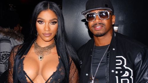 Joseline Hernandez and Stevie J at the "Growing Up Hip Hop" party. They had their own security guard to keep the flim flam away. CREDIT: Rodney Ho/rho@ajc.com