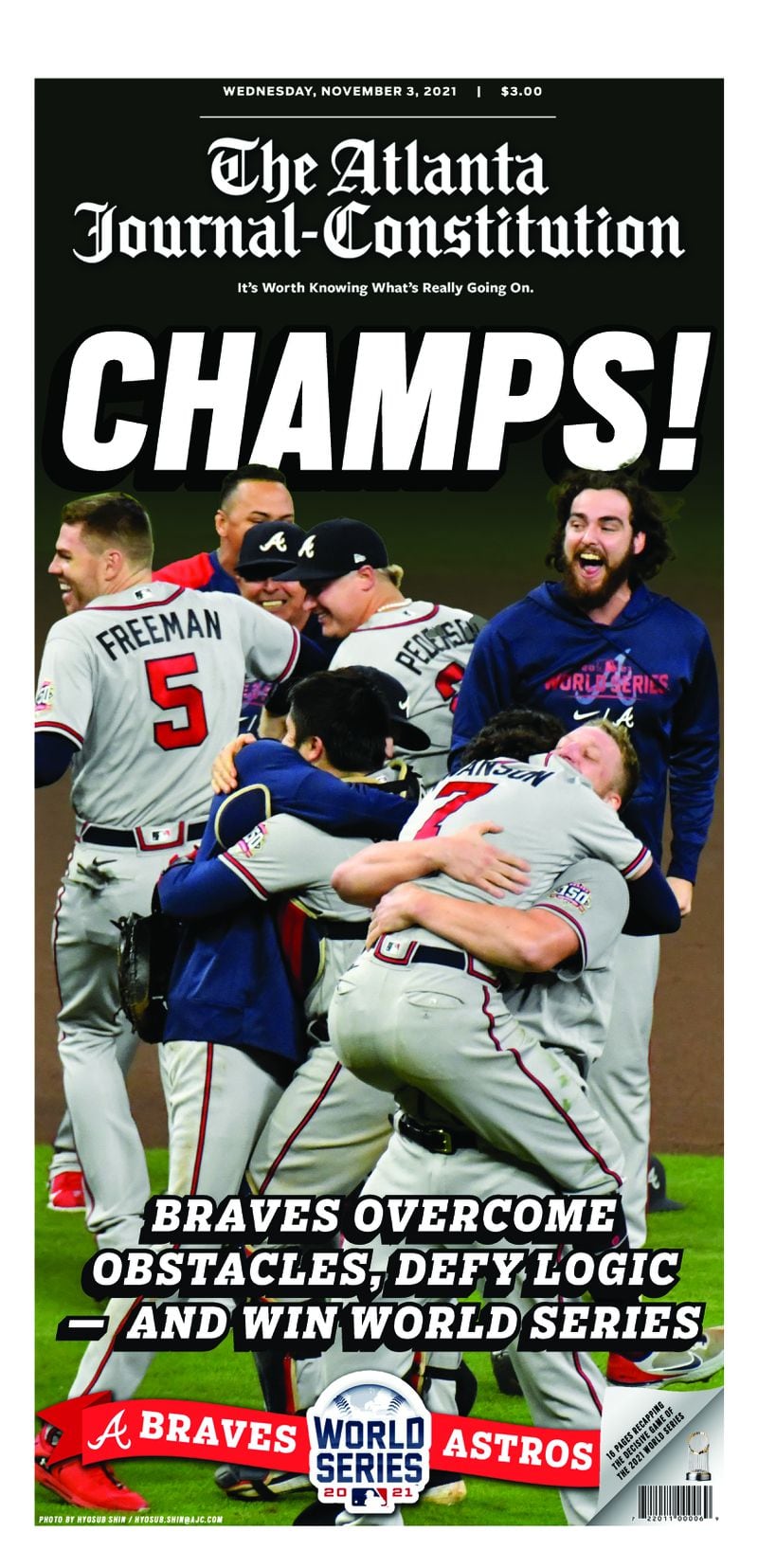 A Braves celebration section for AJC subscribers in Thursday’s print editions