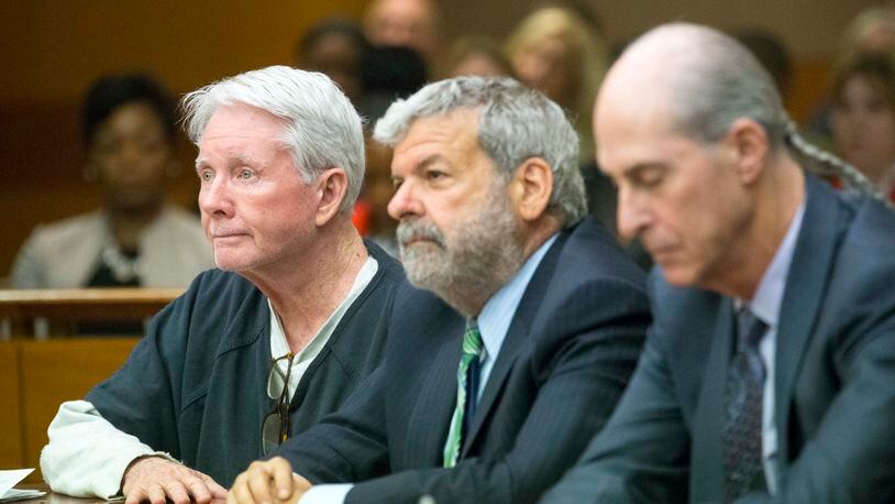 05/23/2018 -- Atlanta, GA -- Claud "Tex" McIver (left) sits with his attorneys, Don Samuel (center) and Bruce Harvey (right) after being sentenced to life in prison with the possibility of parole in front of Fulton County Chief Judge Robert McBurney at the Fulton County courthouse in Atlanta, Wednesday, May 23, 2018. ALYSSA POINTER/ATLANTA JOURNAL-CONSTITUTION