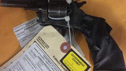 This gun was submitted as evidence against felon Jeff North in an Atlanta carjacking that left one man injured in March 2015.