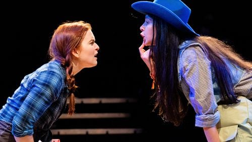 Erin North (left) and Alejandra Ruiz appear in “Oh, To Be Pure Again” at Actor’s Express.
Courtesy of Actor’s Express/Casey Gardner Ford