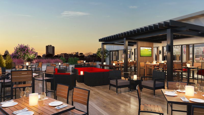 A rendering of the rooftop bar at Spice & Sky. / Courtesy of Chamblee Holiday Inn & Suites