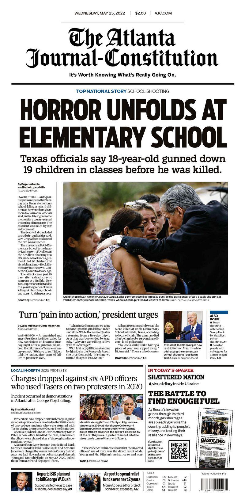 In today’s AJC: A school shooting in Texas and the big election day in Georgia