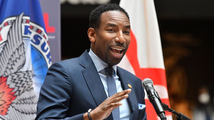Atlanta Mayor Andre Dickens expressed confidence Tuesday that the city will win its bid to host the 2024 Democratic National Convention. “I don’t know how they make those announcements," Dickens said at an Atlanta Press Club event, "but it’s going to be made.” (Hyosub Shin / Hyosub.Shin@ajc.com)