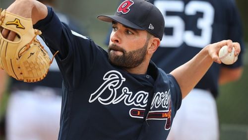 Braves pitcher Jaime Garcia gave up a first-inning two-run homer but was solid for the rest of his three innings in his second Grapefruit League start Tuesday. (Curtis Compton/ccompton@ajc.com)
