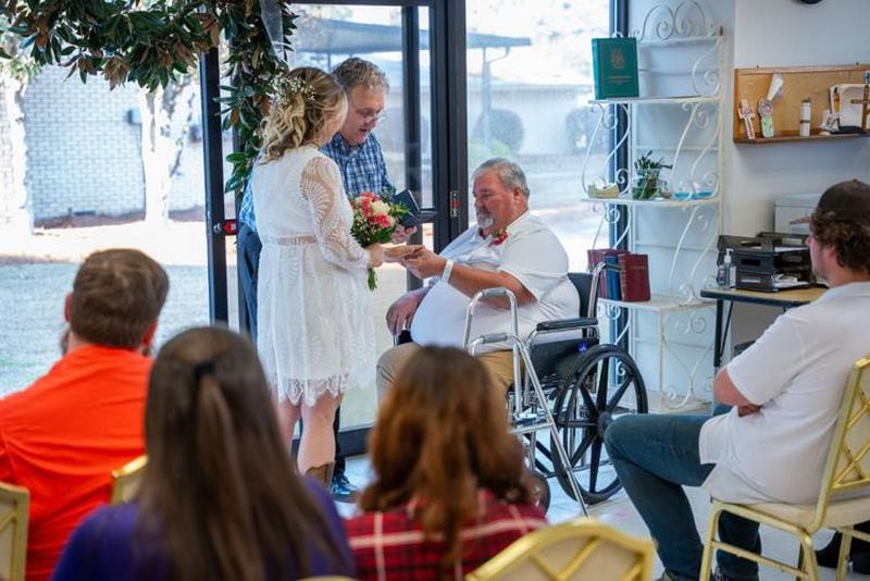 The rehab team planned the wedding, made decorations, prepared refreshments and even hosted the ceremony at Phoebe North. (Courtesy of Phoebe Putney Memorial Hospital)