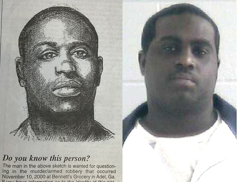 A police sketch, as it appeared in a local newspaper, of the man suspected of taking part in a robbery and double-murderi in Adel. At right, the Department of Corrections image of Wesley Mason, who later pleaded guilty and testified against Hercules Brown for the prosecution. Breakdown host Bill Rankin says the sketch was so close to the real thing that he was surprised police had any trouble finding Mason.