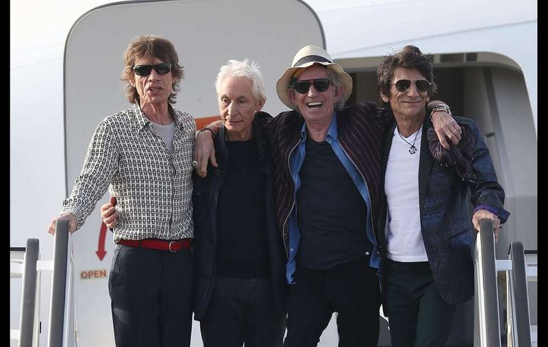 The Rolling Stones upon arrival in Cuba.