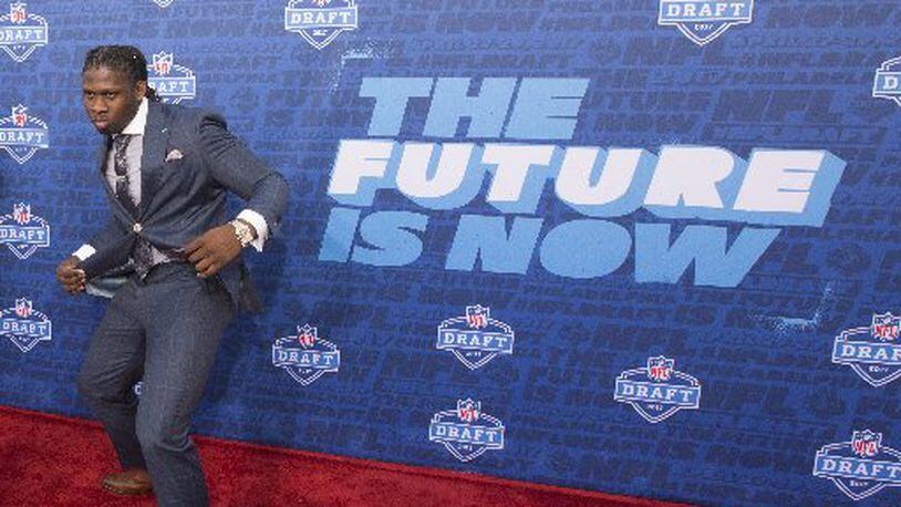 UCLA linebacker Takkarist McKinley before the Falcons selected him with the No. 26 draft pick. (Photo by Mitchell Leff/Getty Images)