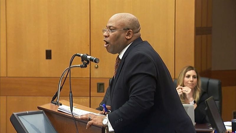 Lead prosecutor Clint Rucker questions witness Alan Craig Stringer during the murder trial of Tex McIver on March 19, 2018 at the Fulton County Courthouse. (Channel 2 Action News)