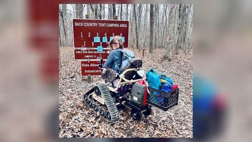 Hard Labor Creek State park now has one of 11 all-terrain track chairs for use for people with mobility issues. The “beefed-up” track chair came to the park from the Amy Copeland Foundation. Amy Copeland lost both arms, a foot and a leg following a bacterial infection after a zip-lining incident in 2012. (Contributed photo)