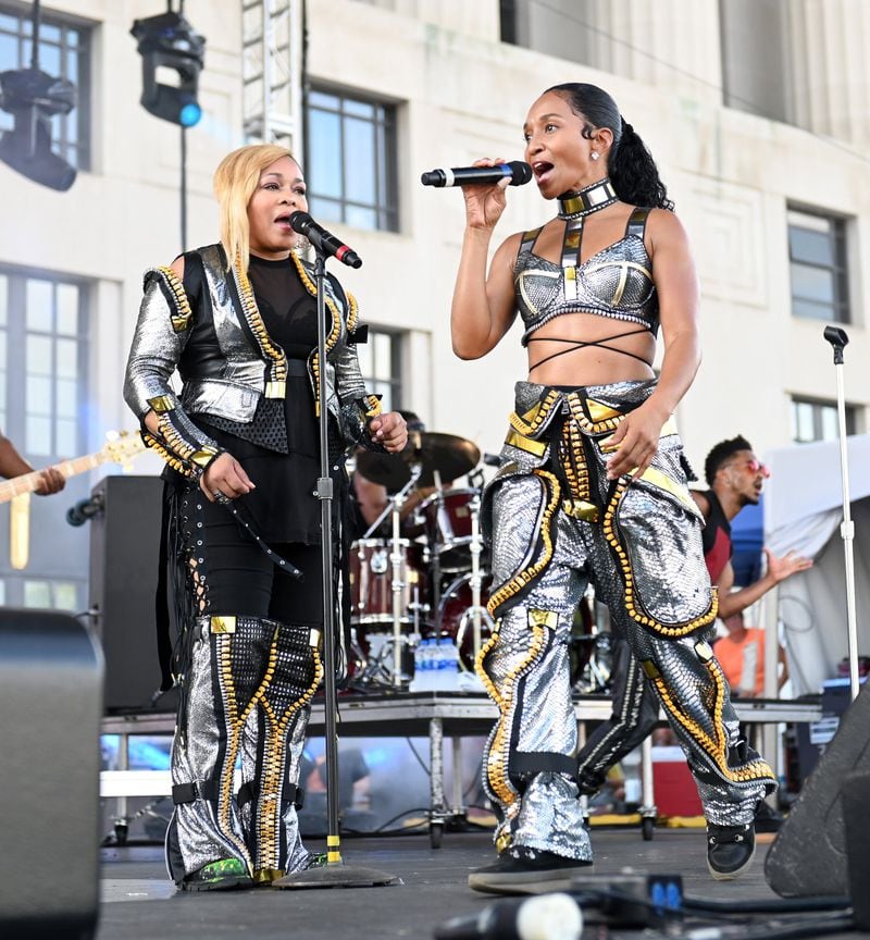 T-Boz (left) and Chilli of the musical group TLC perform on the Equality Stage during Nashville Pride 2019 presented by Nissan on June 23, 2019 in Nashville, Tennessee. (Photo by Jason Kempin/Getty Images)
