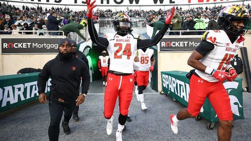 Former Maryland defensive back Kenny Bennett takes the field at a Nov. 13, 2021 game against Michigan State in East  Lansing, Mich. Bennett announced his transfer to Georgia Tech May 18, 2022. (Maddie Kyler/Maryland Terrapins)