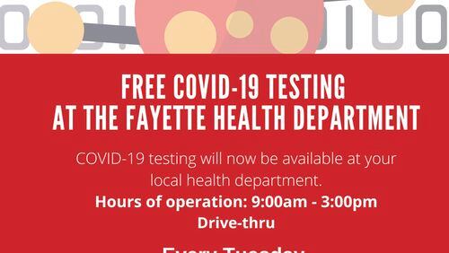 Pre-registration is strongly recommended for the drive-through testing site in Fayetteville on Tuesdays. Courtesy Fayette County